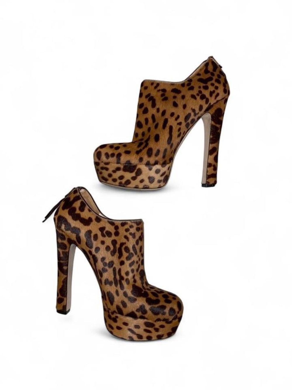 MIU MIU Leopard Print Platform Booties